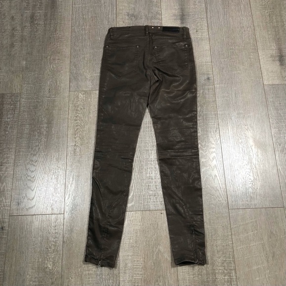 ALLSAINTS Coated Skinny Jean Ankle Zipper Size W25 - Picture 2 of 6